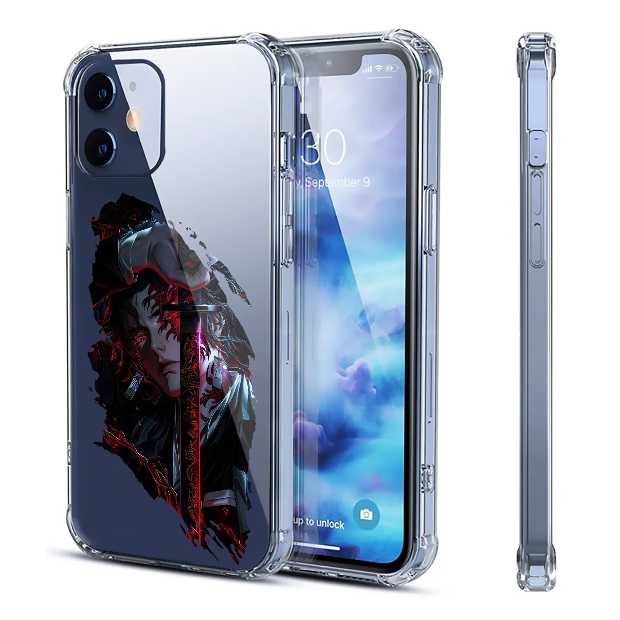 鬼滅の刃 グッズ,継国 縁壱 - IPhone 12シリーズ対応 ・ 透明スマホケース ・ クリアソフトケース ・ TPU素材 ・ 耐衝撃 ・ 高密着 ・ 防汚 防指紋 ・ 簡単着脱